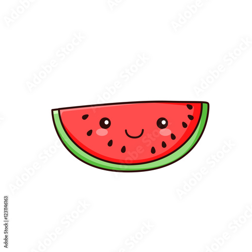 cute watermelon cartoon kawaii sticker. character vector illustration