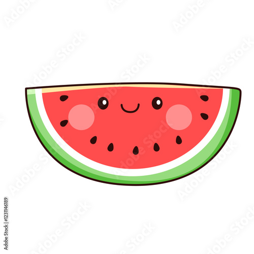 cute watermelon cartoon kawaii sticker. character vector illustration