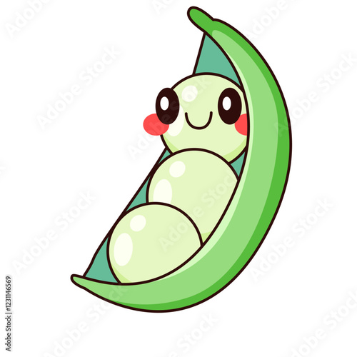 cute bean cartoon kawaii sticker. character vector illustration