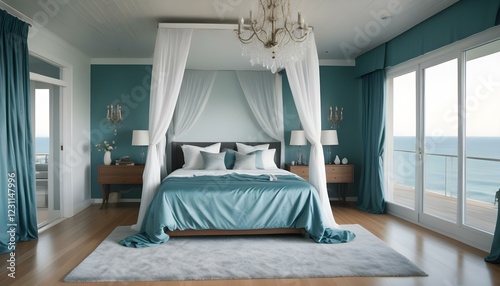 A serene bedroom with soft lavender walls and minimalist decor, the HD camera capturing the tranquil and calming ambiance of the space.
