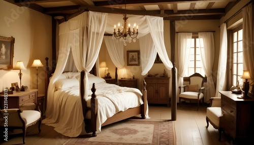 A serene bedroom with soft lavender walls and minimalist decor, the HD camera capturing the tranquil and calming ambiance of the space.
