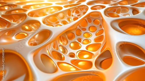 Fototapeta Naklejka Na Ścianę i Meble -  abstract orange 3d honeycomb structure - abstract backgrounds