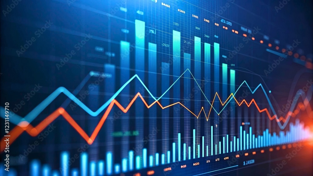 Modern Data Visualization with Colorful Graphs and Charts Representing Market Trends Modern Data Visualization with Colorful Graphs and Charts Representing Market Trends