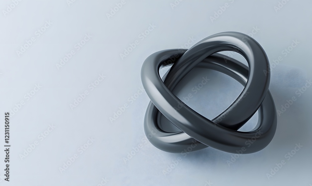 Interlocking rings, gray, studio, minimal background, design element Interlocking rings, gray, studio, minimal background, design element