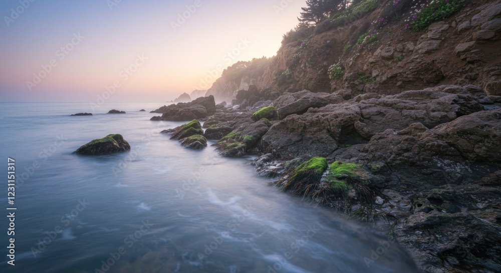 Obraz premium Serene Coastal Rockscape at Sunrise Soft Hues