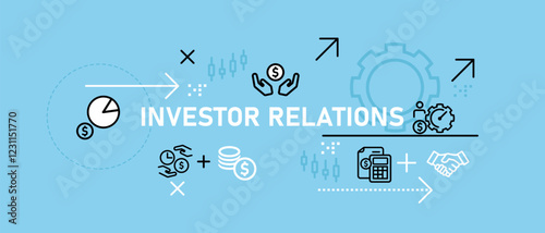 Investor Relations job conceptual cooperate information partnership information agreement investment financial benefit profit strategy company design icon outline collection concept