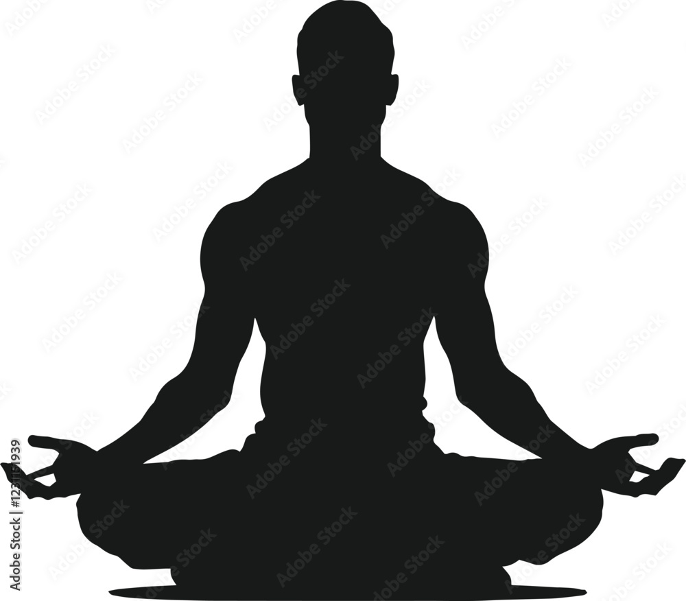 Minimalist black and white vector silhouette design of man yoga pose. Minimalist black and white vector silhouette design of man yoga pose.