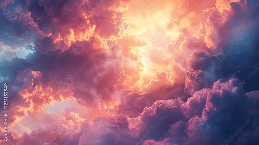Majestic Sunrise Over Vibrant Clouds with Warm Color Palette Majestic Sunrise Over Vibrant Clouds with Warm Color Palette