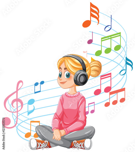 Girl Enjoying Music with Headphones