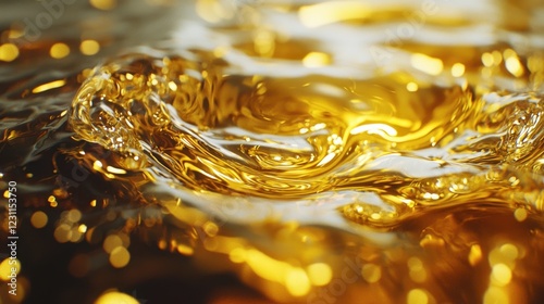 Wallpaper Mural Close-Up View of Golden Liquid Waves and Bubbles in Motion Torontodigital.ca