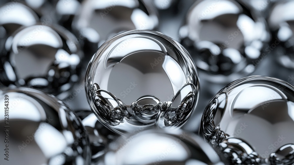 Reflective Silver Spheres on a Smooth Surface in Soft Lighting Reflective Silver Spheres on a Smooth Surface in Soft Lighting