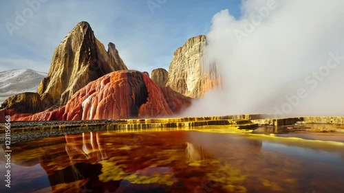 Fly Geyser's Vibrant Reflection: A Geothermal Wonderland