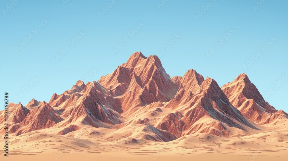 Naklejka premium Majestic Orange Mountain Range Under a Clear Blue Sky