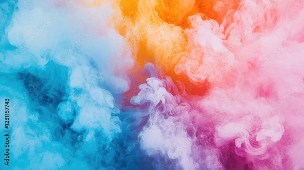 Fototapeta premium Colorful Smoke Swirls in Vibrant Shades of Blue, Orange and Pink