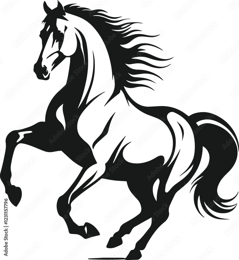 Black horse silhouette vector dynamic symbol illustration. Black horse silhouette vector dynamic symbol illustration.