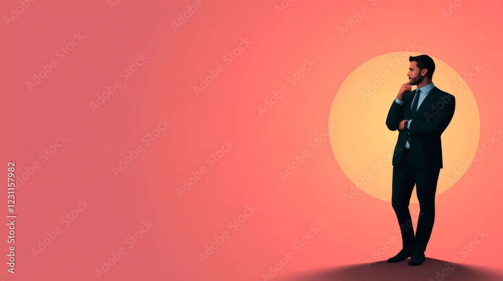 Man in suit on vibrant orange background, a portrait of professional style and confidence in corporate business attire Man in suit on vibrant orange background, a portrait of professional style and confidence in corporate business attire