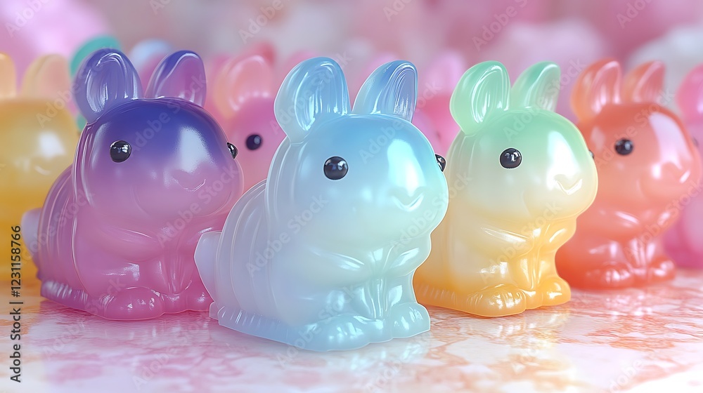 Pastel bunnies, spring background, product shot Pastel bunnies, spring background, product shot