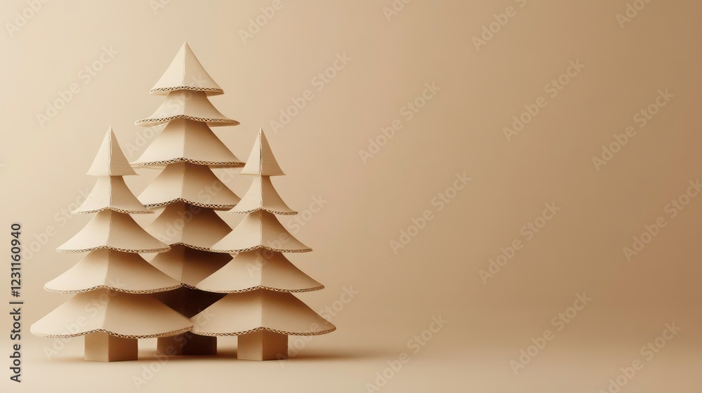 custom made wallpaper toronto digitalCardboard christmas trees on beige background for holiday season decoration concept in 3d rendering