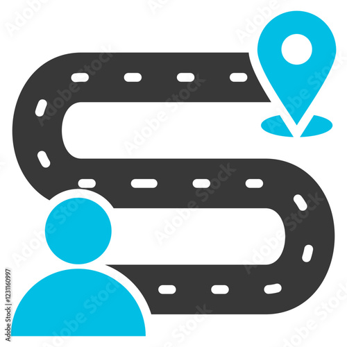 Track Glyph Blue Grey Icon
