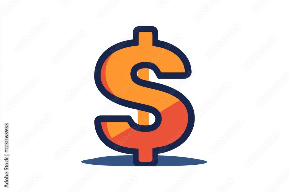 Modern dollar sign icon in gradient orange and purple colors Modern dollar sign icon in gradient orange and purple colors