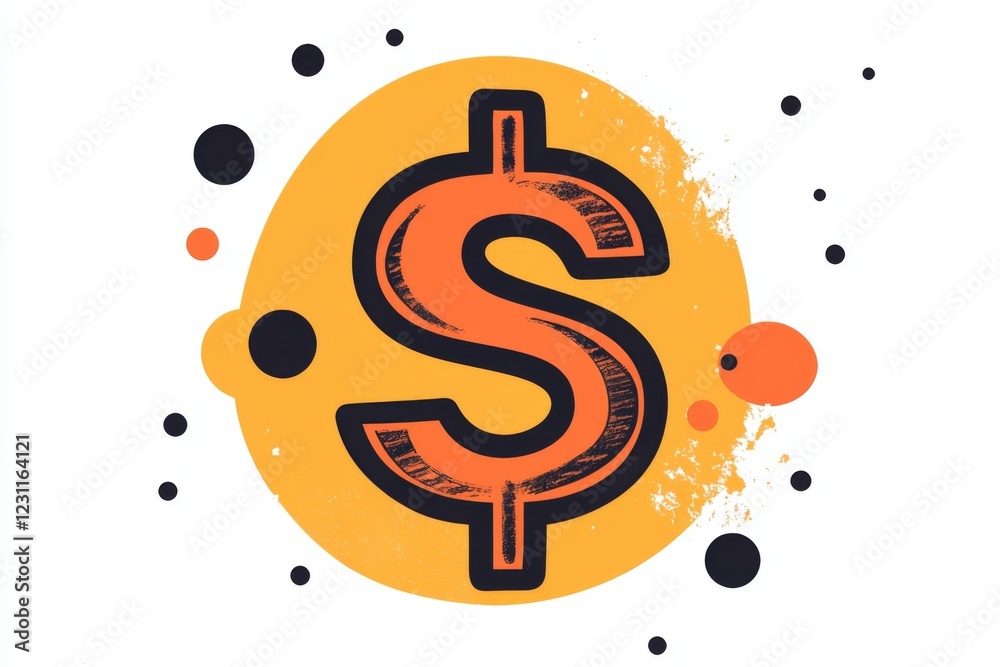 Circular orange dollar sign with a gradient and sparkles Circular orange dollar sign with a gradient and sparkles