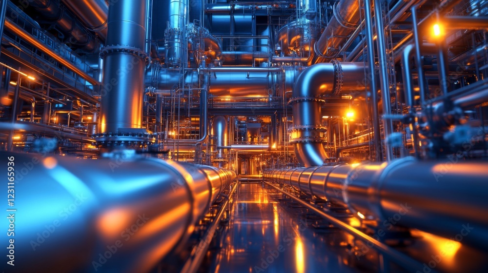Intricate Network of Metal Pipes in Industrial Plant Intricate Network of Metal Pipes in Industrial Plant