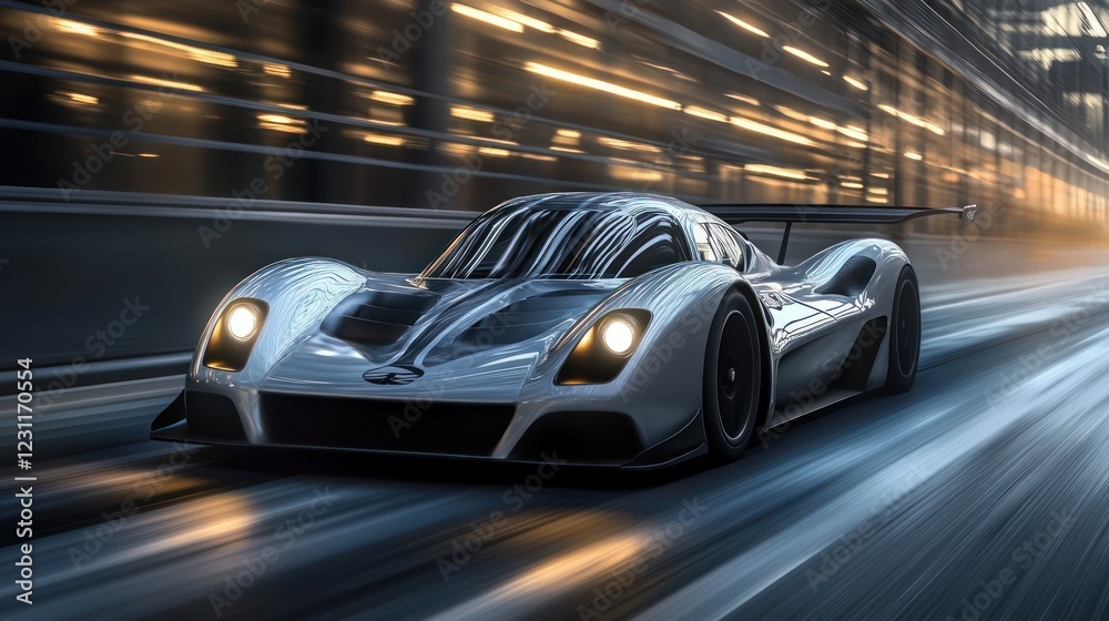 Fototapeta premium Lightweight electric sports cars tailored for high-speed, sustainable driving experiences