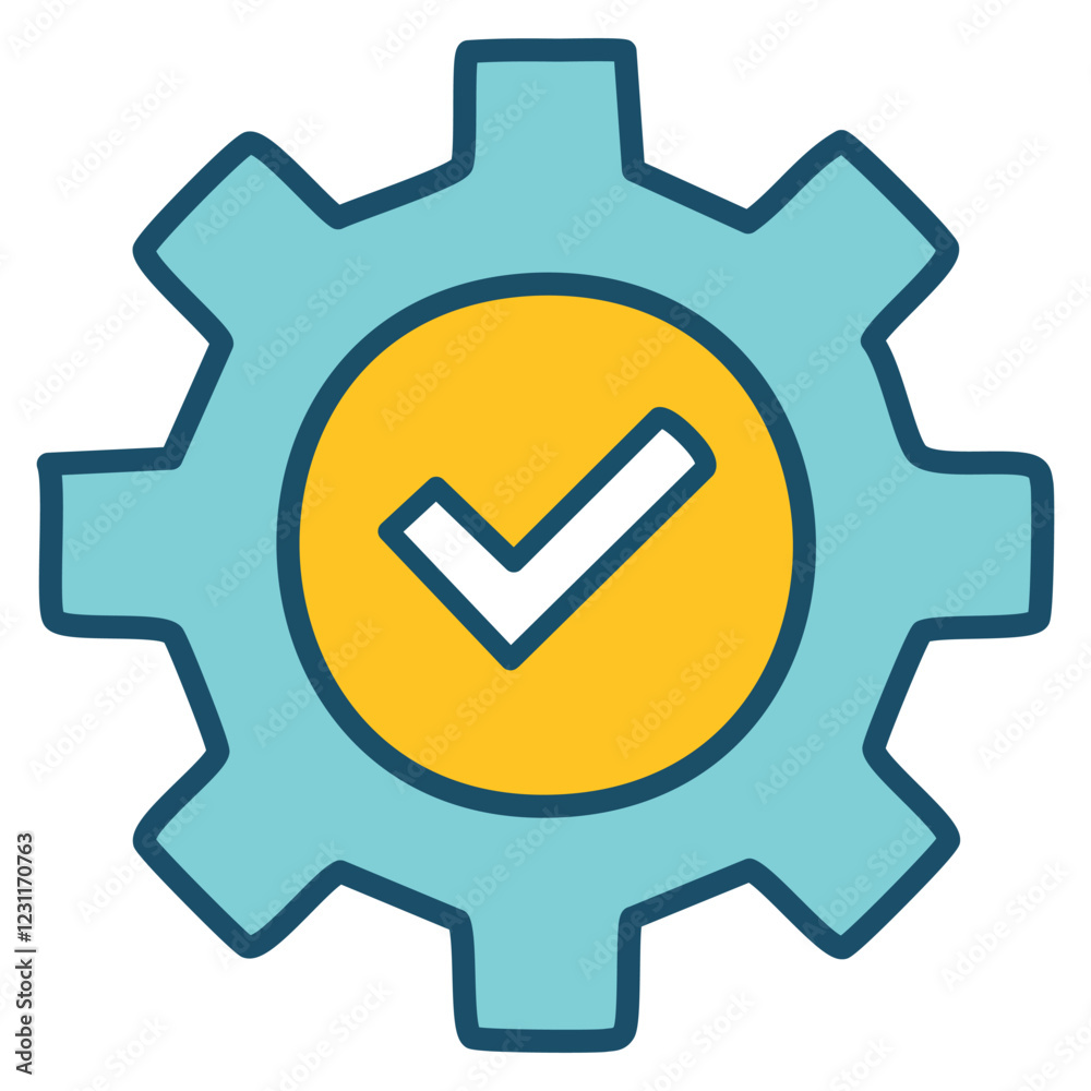 Cogwheel and Checkbox Icon – Settings and Task Completion Symbol vector design Cogwheel and Checkbox Icon – Settings and Task Completion Symbol vector design