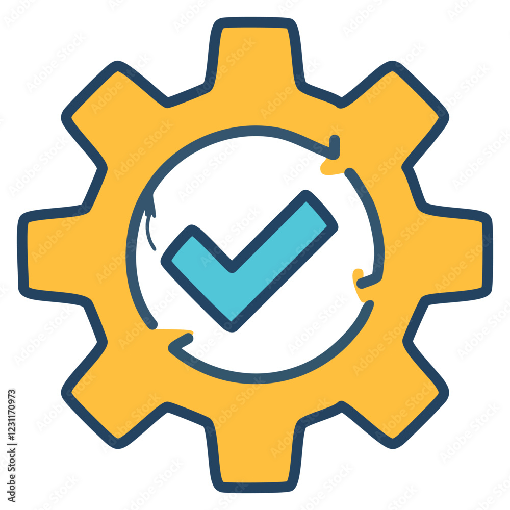 Cogwheel and Checkbox Icon – Settings and Task Completion Symbol vector design Cogwheel and Checkbox Icon – Settings and Task Completion Symbol vector design