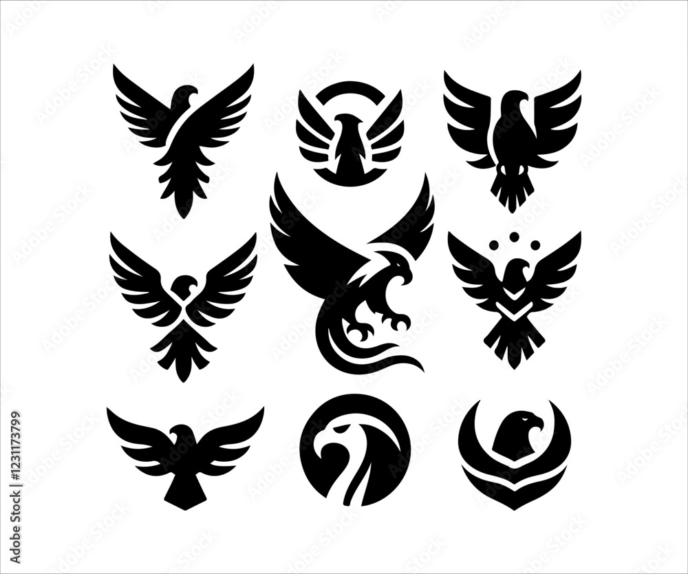 Obraz premium Falcon Eagle Bird Logo Design Vector Template. Emblem, Icon, Design Element
