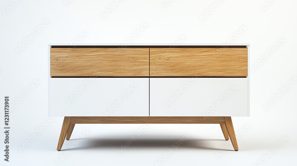 Modern wooden chest of drawers on a white isolated background. Modern wooden chest of drawers on a white isolated background.