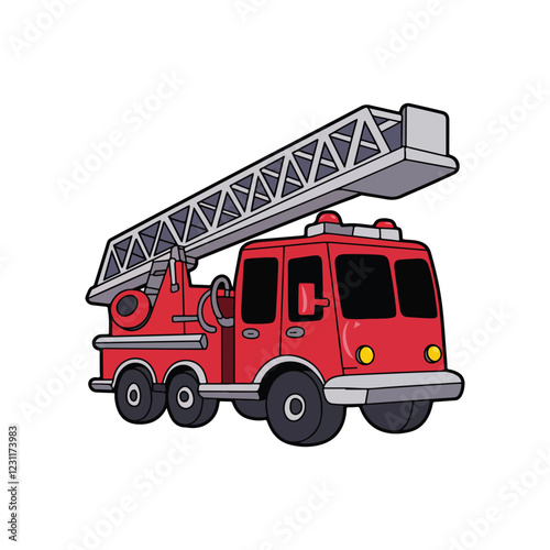 Fire truck vector, cartoon fire truck vector illustration
