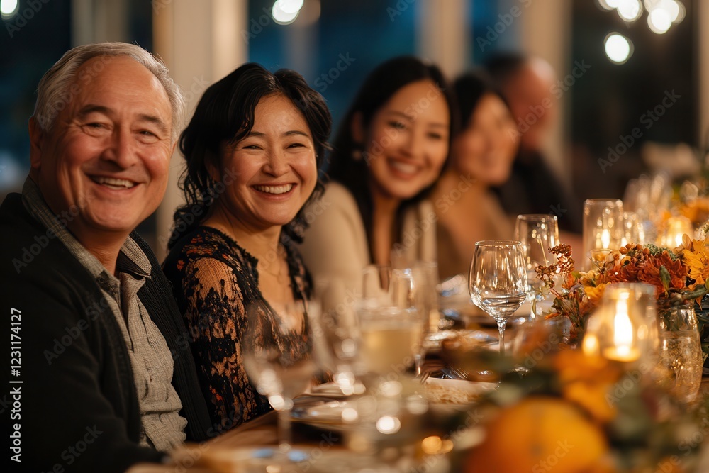 Laughter Fills the Air at a Multicultural Dinner Party With Friends in Warm Lighting. Generative AI Laughter Fills the Air at a Multicultural Dinner Party With Friends in Warm Lighting. Generative AI