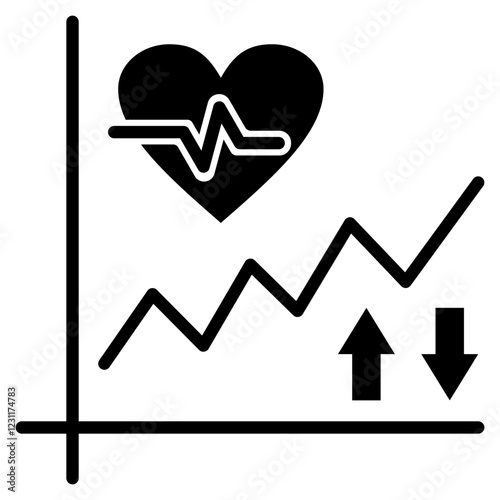 Heart Rate Variability Glyph Icon