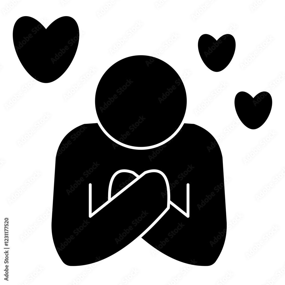Simple Self-Care Glyph Icon – Wellness and Mental Health Symbol Simple Self-Care Glyph Icon – Wellness and Mental Health Symbol
