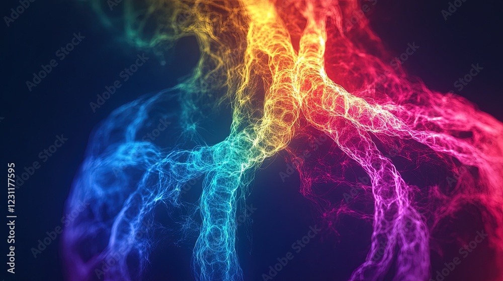 Obraz premium An X-ray view of human veins glowing with radiant surreal colors
