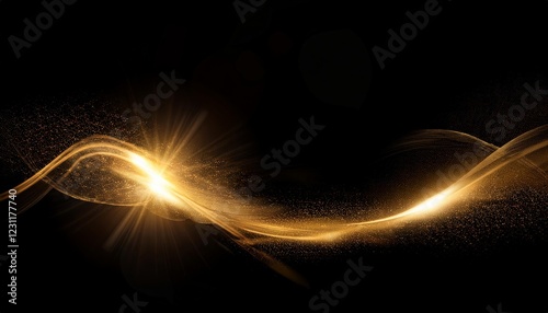 gold overlay light on black background, Overlay Texture with flare effect, Special lens flash with sparkle