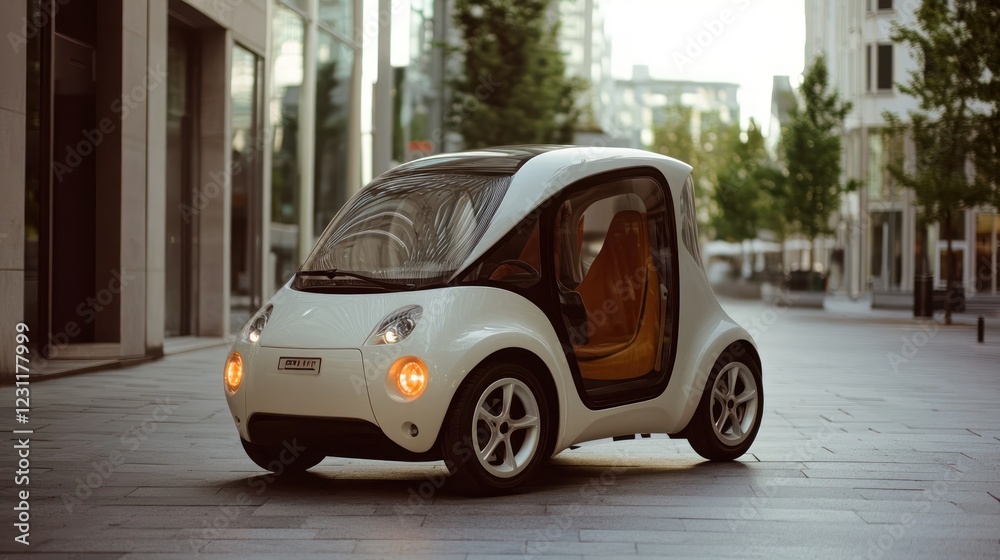 Fototapeta premium Low-impact electric car rentals promoting zero-emission urban travel