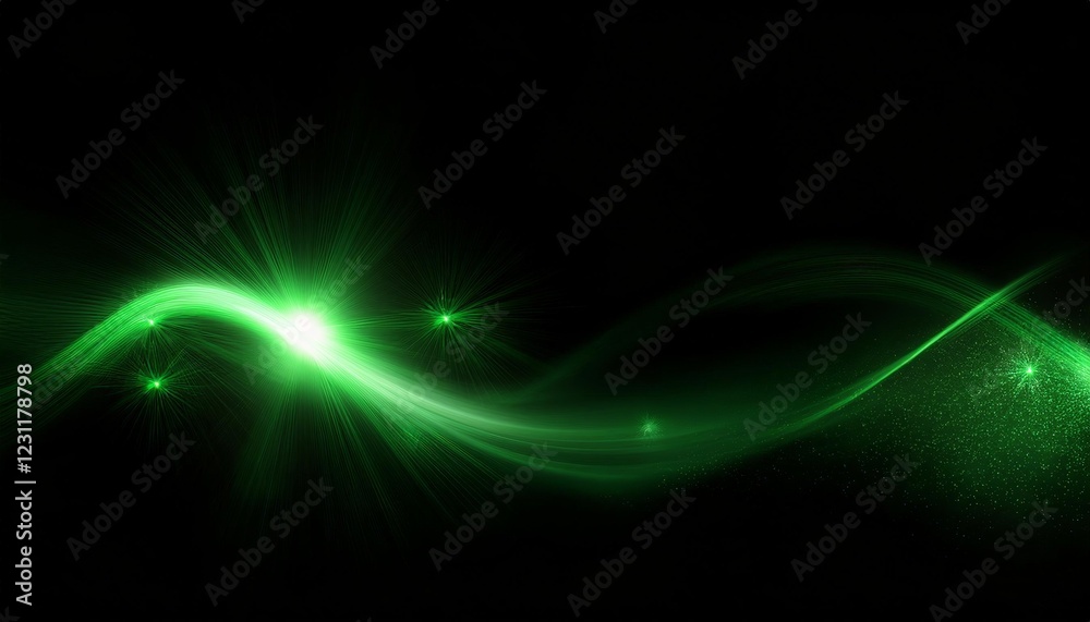 Obraz premium green overlay light on black background, Overlay Texture with flare effect, Special lens flash with sparkle