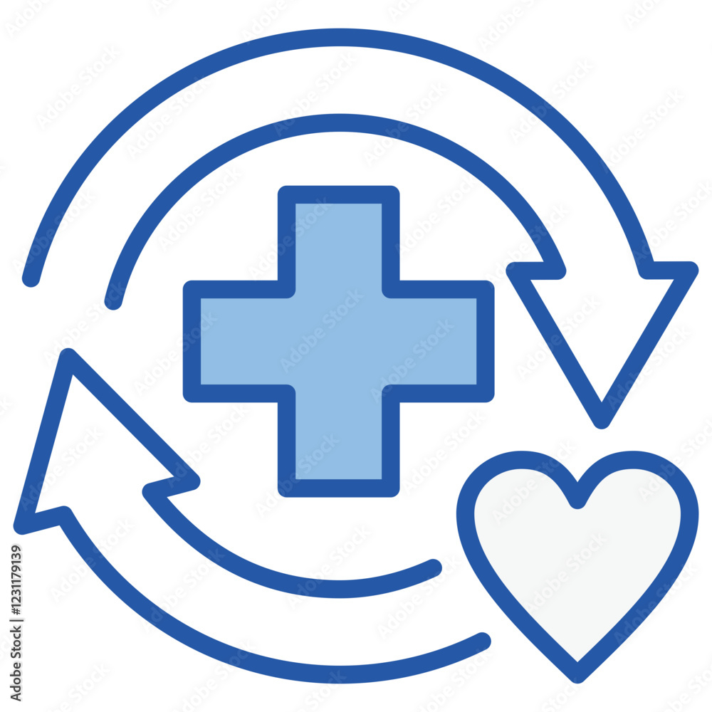 Fototapeta premium Health Blue White Icon