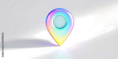 Iridescent location pin icon casting a soft shadow on a light reflective surface Free Download Iridescent location pin icon casting a soft shadow on a light reflective surface - GFXLoad