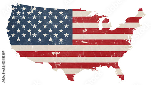 Vintage American Flag Map of the United States