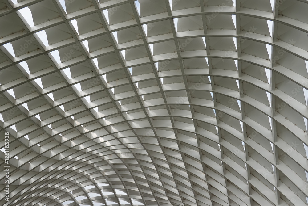 Obraz premium Geometric white Steel Ceiling Structure. Design
