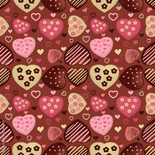 Valentine’s day chocolate themed heart pattern design. Perfect for Valentine’s Day, this pattern is ideal for wrapping paper, digital artwork, greeting cards, and festive decorations. 
