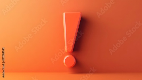 Wallpaper Mural Exclamation mark on orange color wall background. 3d illustration Torontodigital.ca
