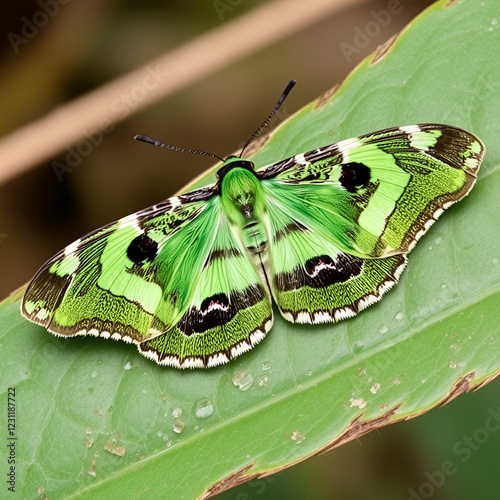 Green-banded urania moth (Urania leilus) photo