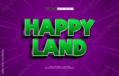 happy land editable text effect with a kids and game text style