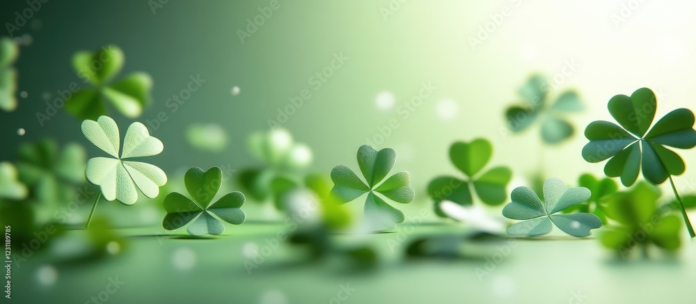 Shamrocks falling green background Shamrocks falling green background