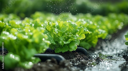 Lettuce plants, specifically what appears to be Butterhead lettuce or a similar variety in its early growth stage photo