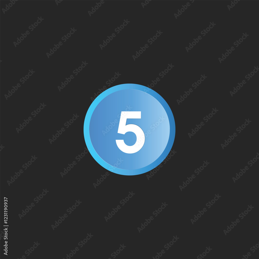 A blue cricle push button with number A blue cricle push button with number